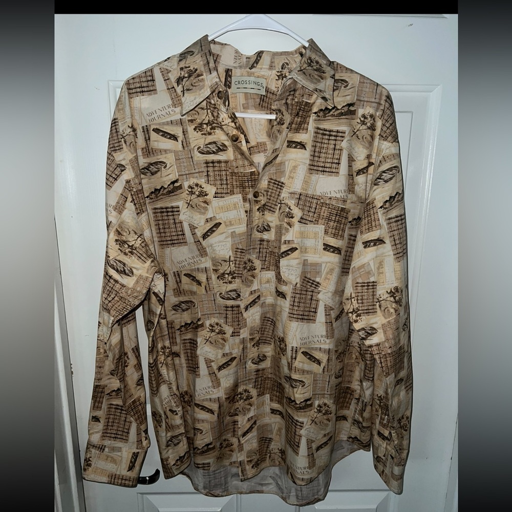 Men's Beige Patterned Shirt